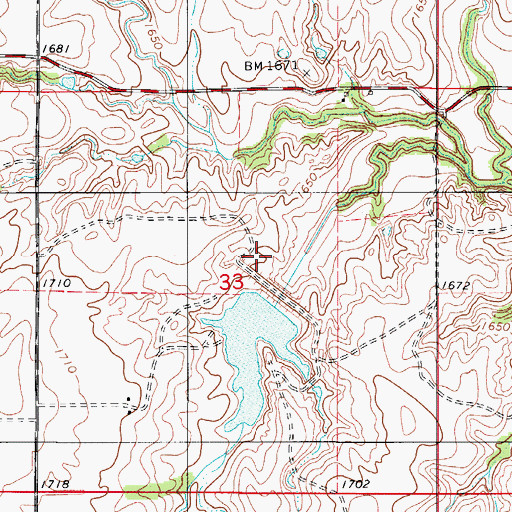 Topographic Map of Boggy Creek Watershed Site 17 Reservoir, OK