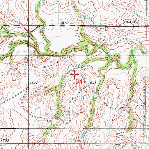 Topographic Map of Boggy Creek Watershed Site 16 Dam, OK