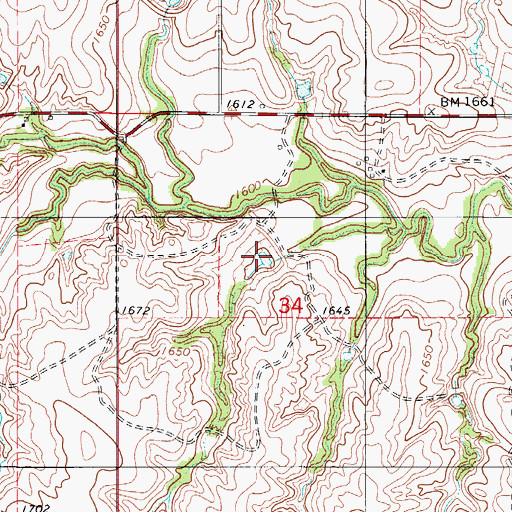 Topographic Map of Boggy Creek Watershed Site 16 Reservoir, OK