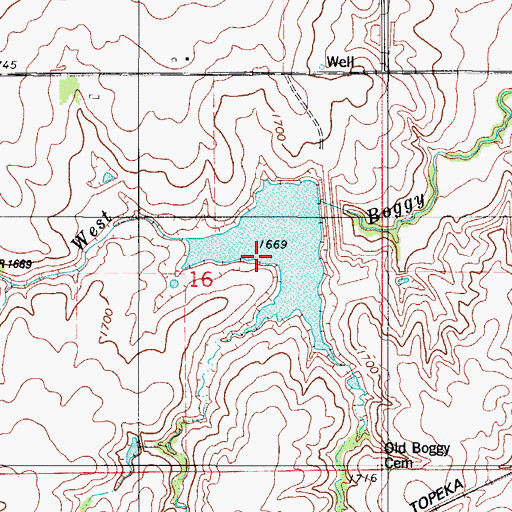 Topographic Map of Boggy Creek Watershed Site 13 Reservoir, OK