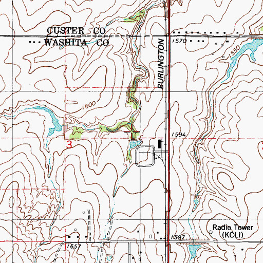 Topographic Map of South Clinton Laterals Site 102 Dam, OK