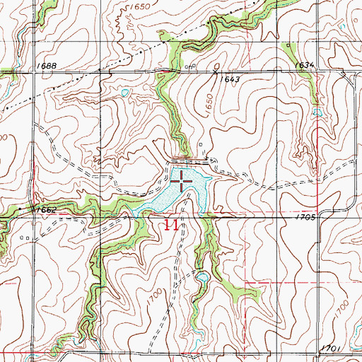 Topographic Map of South Clinton Laterals Site 3 Dam, OK