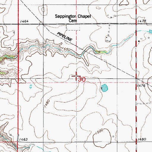 Topographic Map of Cavalry Creek Site 1 Dam, OK