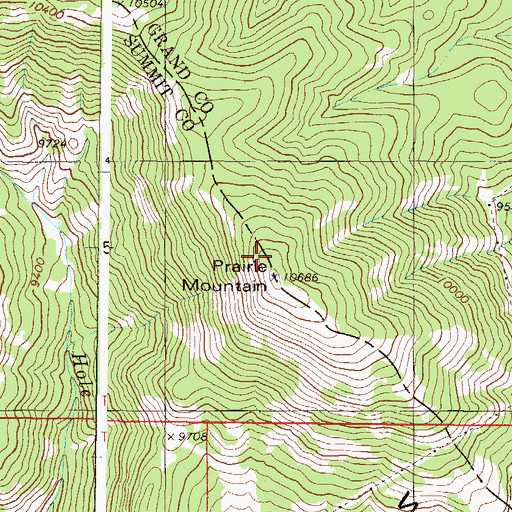 Topographic Map of Prairie Mountain, CO