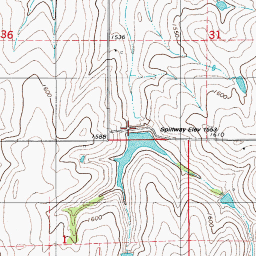 Topographic Map of Cavalry Creek Watershed 5 Dam, OK