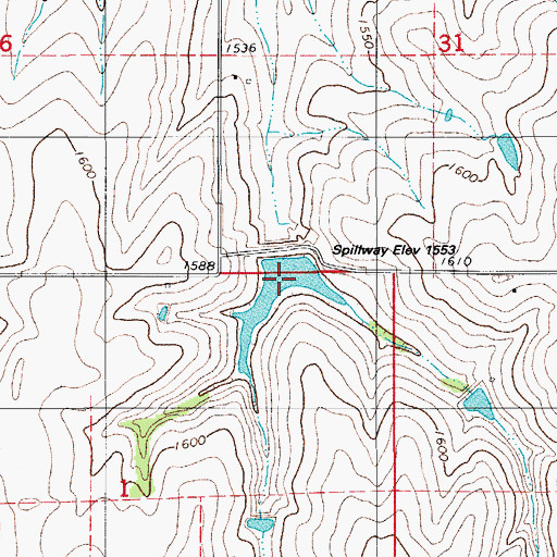 Topographic Map of Cavalry Creek Watershed 5 Reservoir, OK