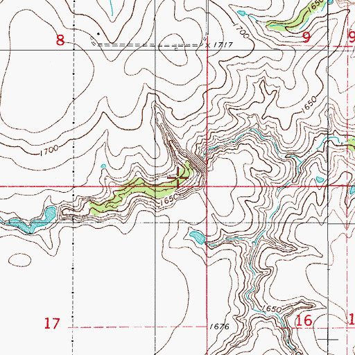 Topographic Map of Cavalry Creek Watershed 8 Reservoir, OK