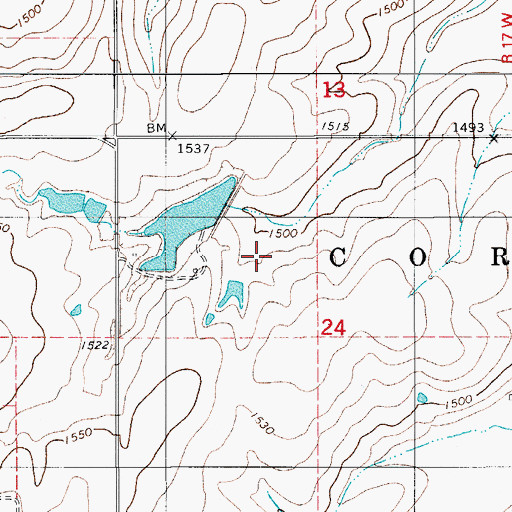 Topographic Map of Cavalry Creek Watershed 9 Dam, OK