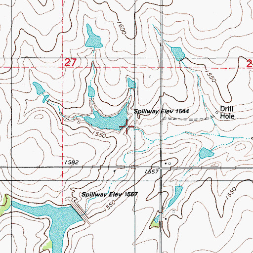 Topographic Map of Cavalry Creek Watershed 10 Dam, OK