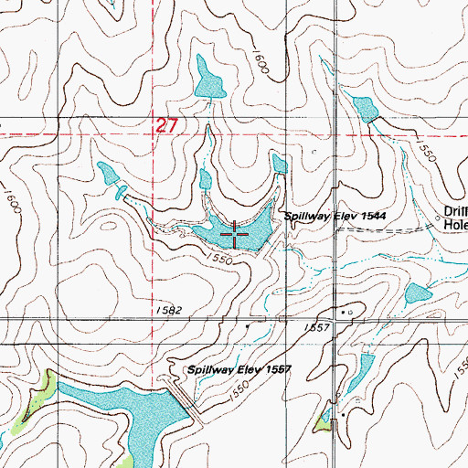 Topographic Map of Cavalry Creek Watershed 10 Reservoir, OK