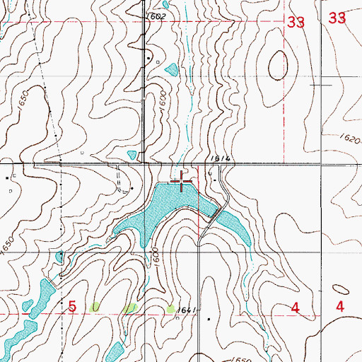 Topographic Map of Cavalry Creek Watershed 12 Dam, OK
