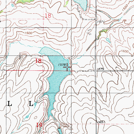 Topographic Map of Cavalry Creek Watershed 15 Dam, OK