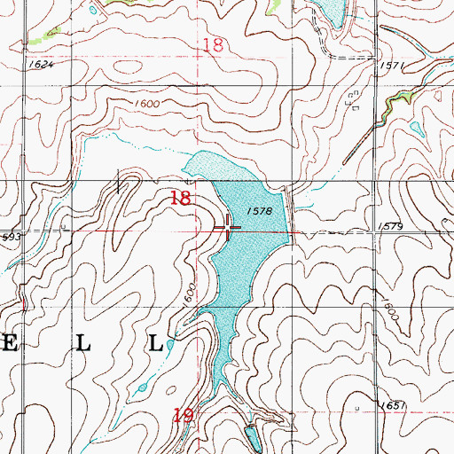 Topographic Map of Cavalry Creek Watershed 15 Reservoir, OK