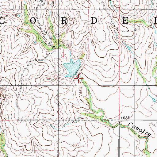 Topographic Map of Cavalry Creek Watershed 18 Reservoir, OK