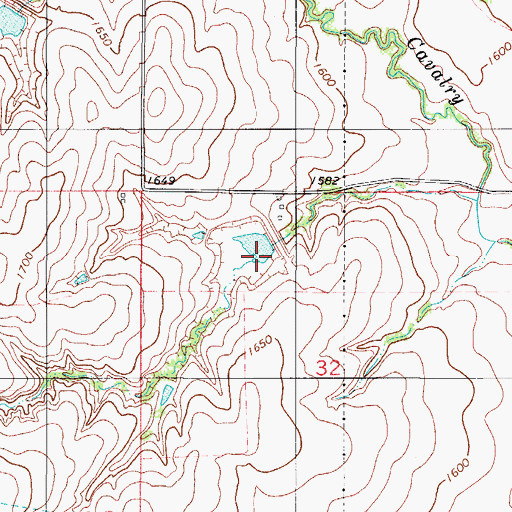 Topographic Map of Cavalry Creek Watershed 20 Dam, OK