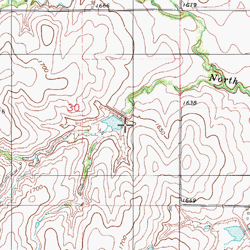 Topographic Map of Cavalry Creek Watershed 21 Dam, OK
