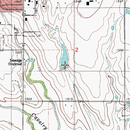 Topographic Map of Cavalry Creek Watershed 25 Dam, OK