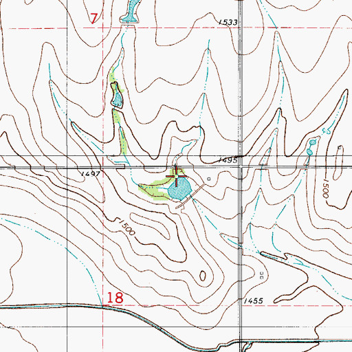 Topographic Map of Cavalry Creek Watershed 27 Dam, OK
