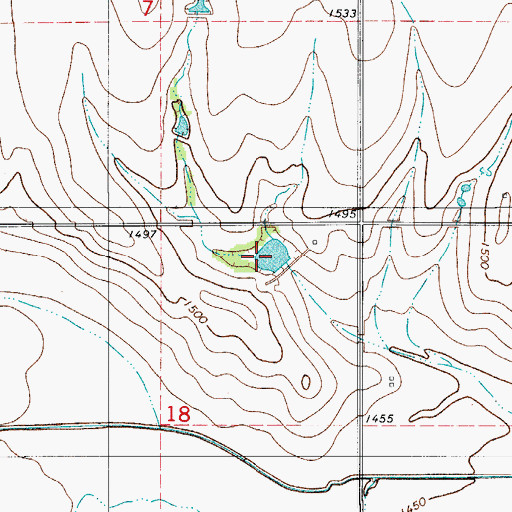 Topographic Map of Cavalry Creek Watershed 27 Reservoir, OK