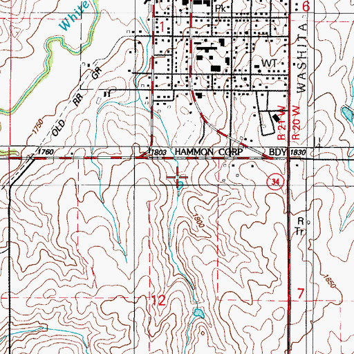 Topographic Map of Whiteshield Creek Site 2 Reservoir, OK
