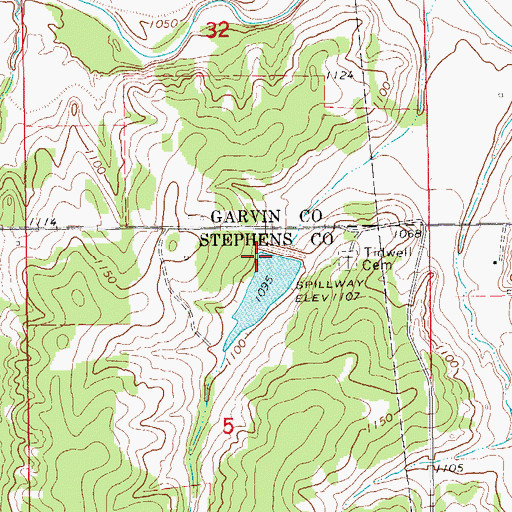 Topographic Map of Rush Creek Site 40 Reservoir, OK
