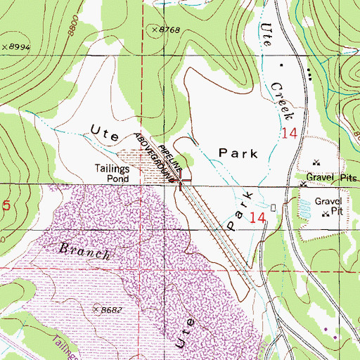 Topographic Map of Ute Park, CO