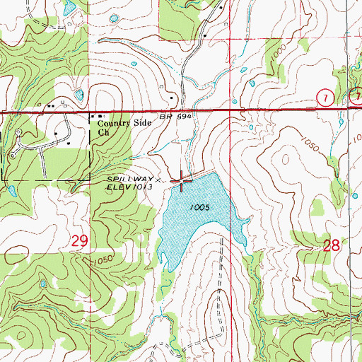 Topographic Map of Wildhorse Creek Site 15 Dam, OK