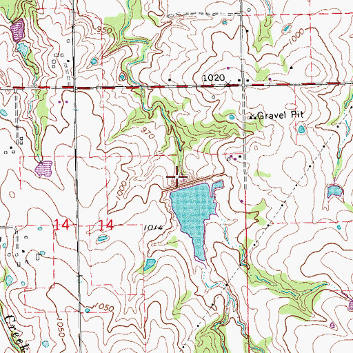 Topographic Map of Sandy Creek Site 2 Dam, OK