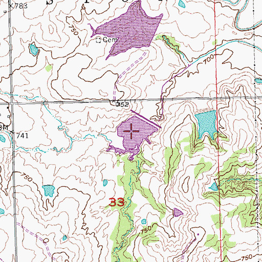 Topographic Map of Leader Middle Clear Boggy Creek 17 Reservoir, OK