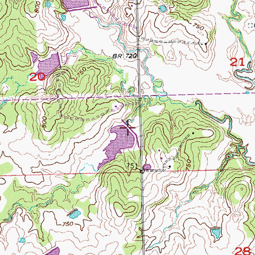 Topographic Map of Leader Middle Clear Boggy Creek 18 Dam, OK