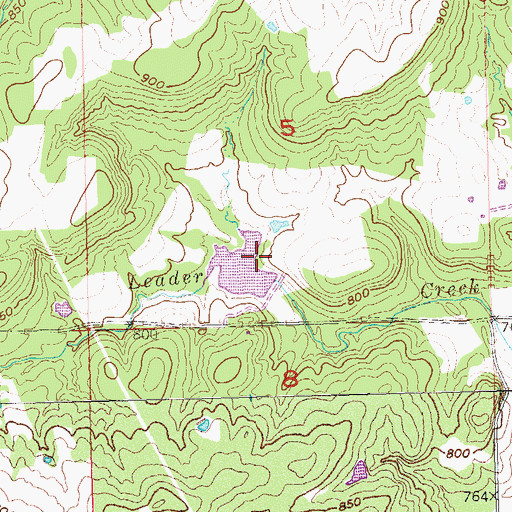 Topographic Map of Leader Middle Clear Boggy Creek 22 Dam, OK