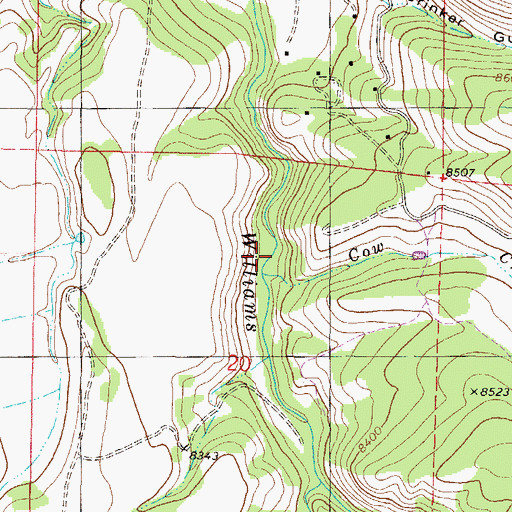 Topographic Map of Cow Creek, CO