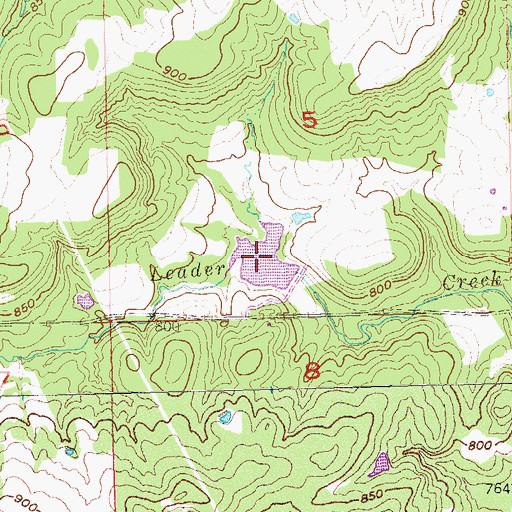Topographic Map of Leader Middle Clear Boggy Creek 22 Reservoir, OK