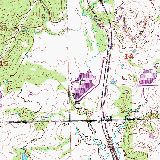 Topographic Map of Leader Middle Clear Boggy Creek 23 Reservoir, OK