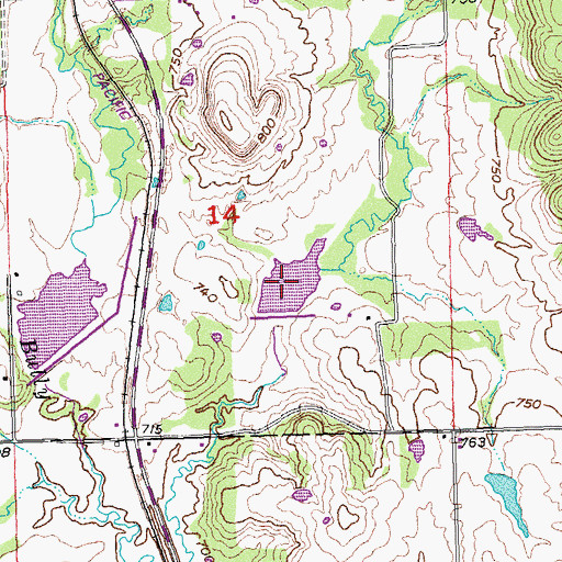 Topographic Map of Leader Middle Clear Boggy Creek 24 Reservoir, OK