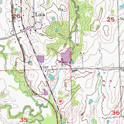 Topographic Map of Leader Middle Clear Boggy Creek 25 Dam, OK