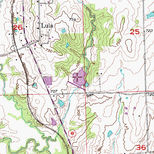 Topographic Map of Leader Middle Clear Boggy Creek 25 Reservoir, OK