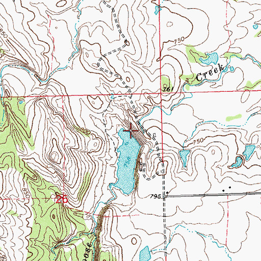 Topographic Map of Upper Clear Boggy Creek Site 14 Dam, OK