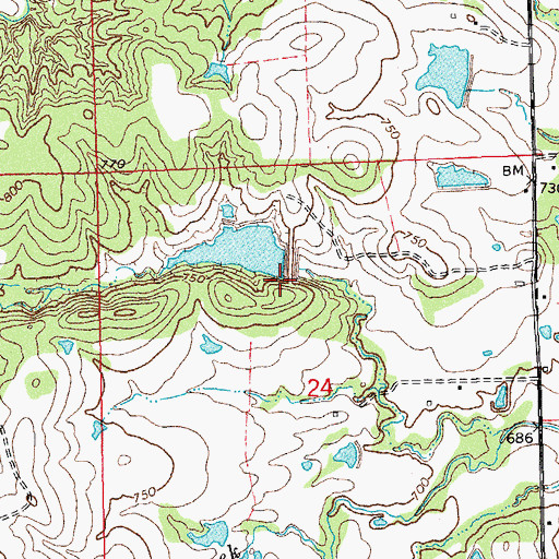 Topographic Map of Upper Clear Boggy Creek Site 15 Dam, OK