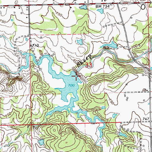 Topographic Map of Upper Clear Boggy Creek Site 23 Dam, OK