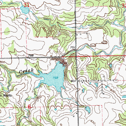 Topographic Map of Upper Clear Boggy Creek Site 25 Dam, OK