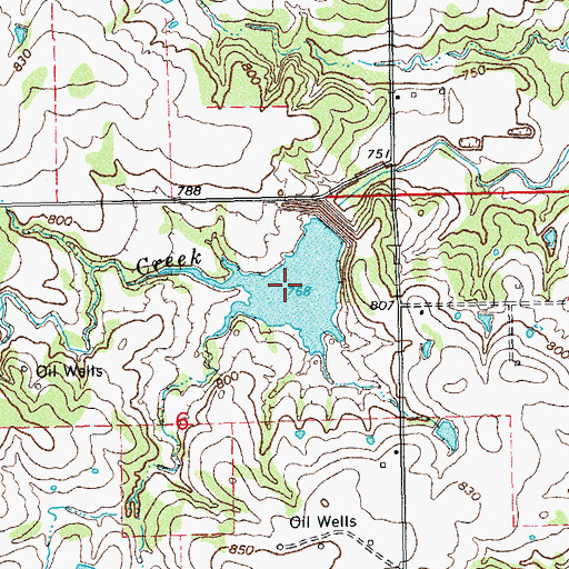 Topographic Map of Upper Clear Boggy Creek Site 25 Reservoir, OK