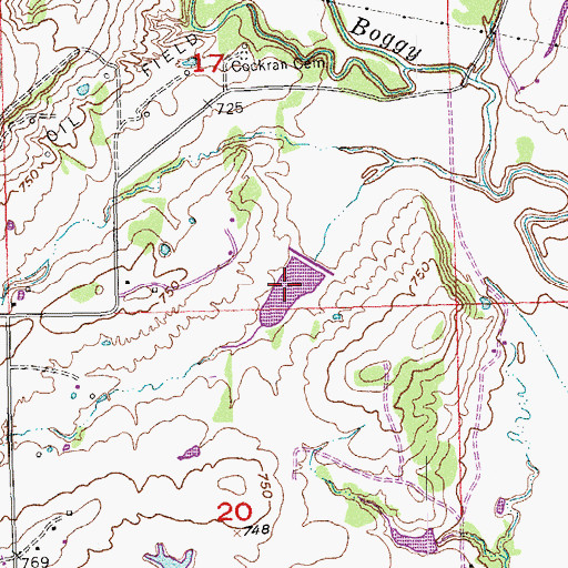 Topographic Map of Upper Clear Boggy Creek Site 28 Reservoir, OK
