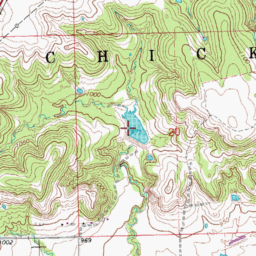 Topographic Map of Upper Clear Boggy Creek Site 36 Dam, OK