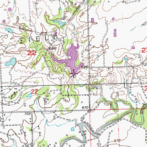 Topographic Map of Upper Clear Boggy Creek Site 43 Dam, OK