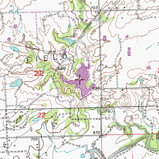 Topographic Map of Upper Clear Boggy Creek Site 43 Reservoir, OK
