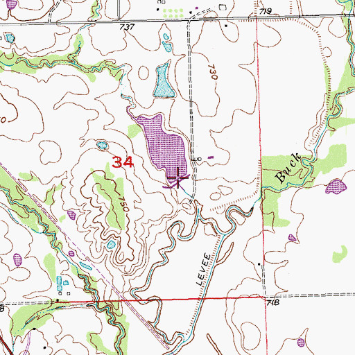 Topographic Map of Upper Clear Boggy Creek Site 45 Dam, OK