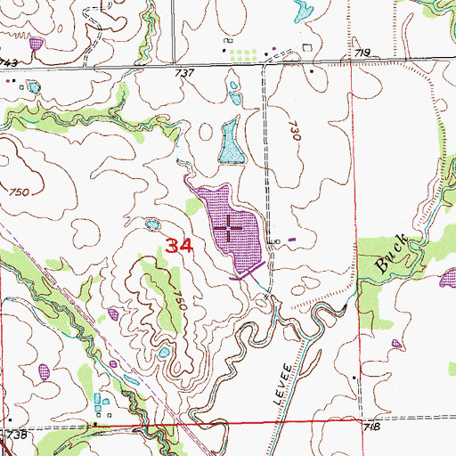 Topographic Map of Upper Clear Boggy Creek Site 45 Reservoir, OK
