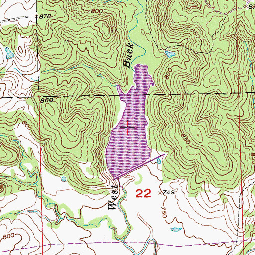 Topographic Map of Upper Clear Boggy Creek Site 46 Reservoir, OK