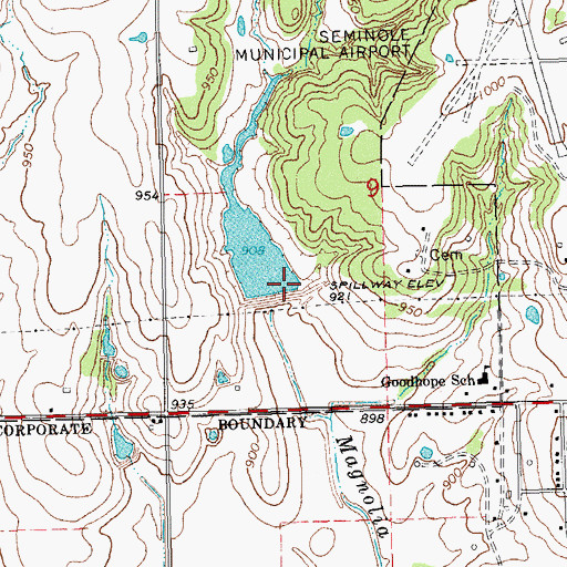 Topographic Map of Big Wewoka Creek Site 5 Dam, OK